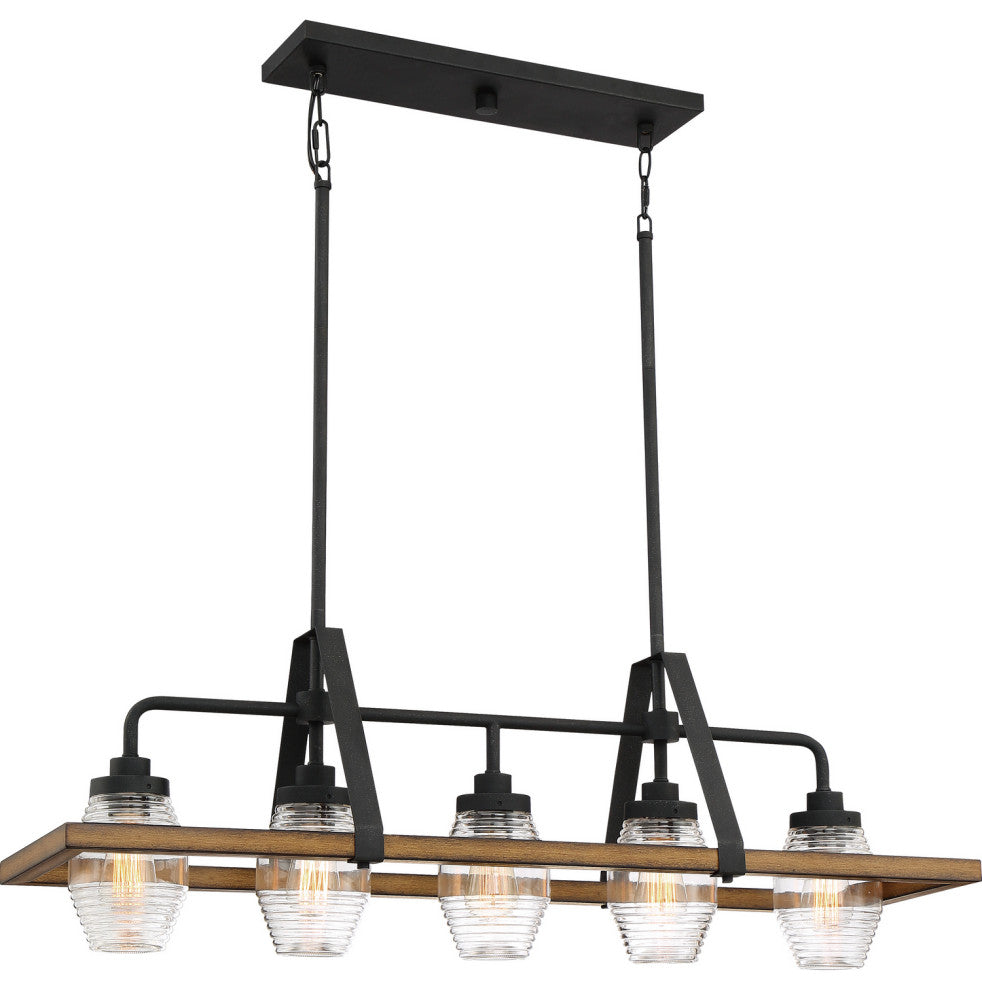Quoizel GUI540GK Five Light Island Chandelier, Grey Ash Finish