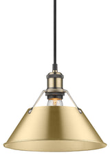 Orwell 1-Light 10" Pendant, Aged Brass With Brushed Champagne Bronze Shade