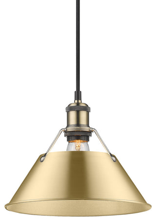 Orwell 1-Light 10" Pendant, Aged Brass With Brushed Champagne Bronze Shade