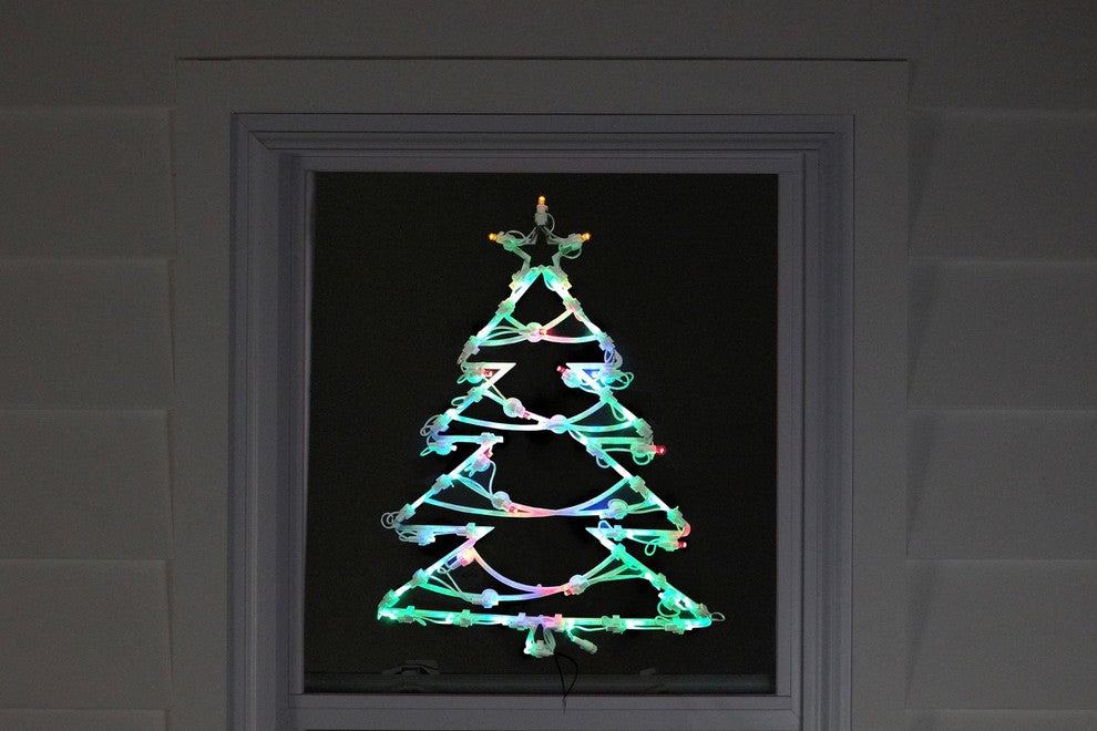 18" LED Lighted Tree Christmas Window Silhouette Decoration