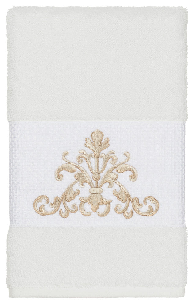 Scarlet Embellished Hand Towel, White