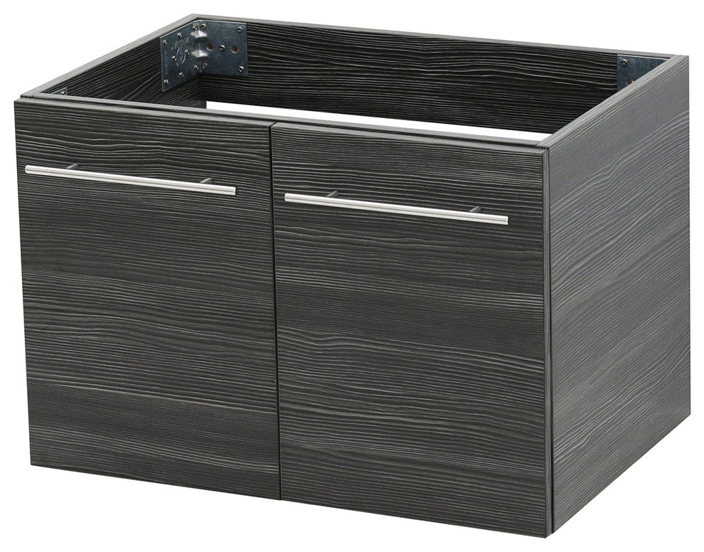 30" Wall Mount Vanity, Black Stone Countertop, Dark Grey