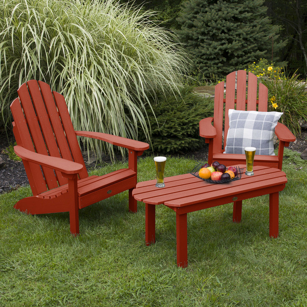 Westport Adirondack Chairs and Conversation Table, 3-Piece Set, Rustic Red