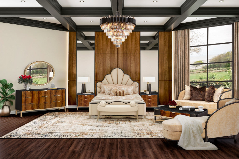 Malibu Crest Eastern King Scalloped Panel Bed - Dark Espresso