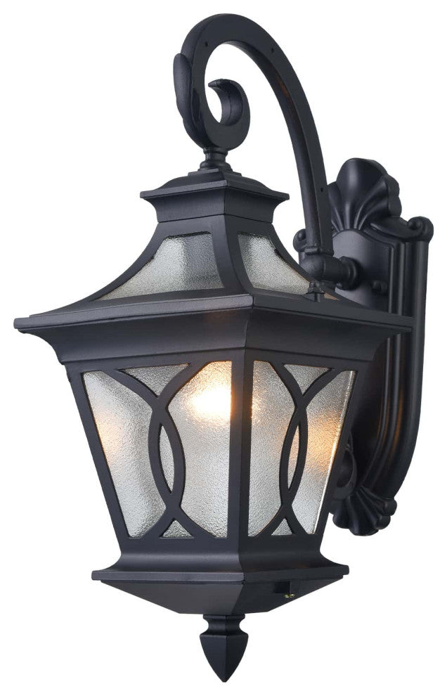 Black Outdoor Wall Sconce Light With Water Glass Shade