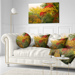 Colorful Maple Trees Floral Throw Pillow, 12"x20"