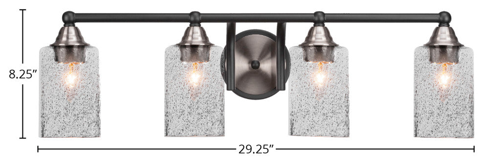 Paramount 4-Light Bath Bar, Matte Black & Brushed Nickel, 4" Smoke Bubble Glass
