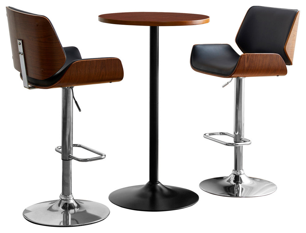 Set of 3 Pub Table Set, 1 Tabel and 2 Stools, Coffee