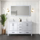 Jacques 60" White Double Sink Vanity with Quartz Top, No Mirror