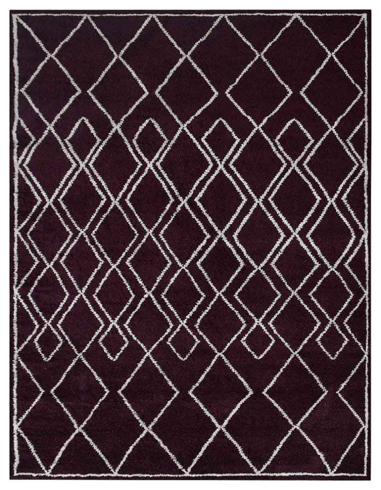 Hand Knotted Silk Area Rug Geometric Brown Beige