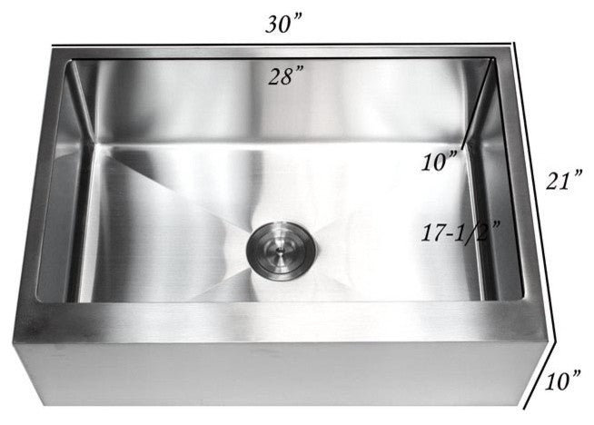 30" Apron Flat Front Stainless Steel Kitchen Single Sink Package