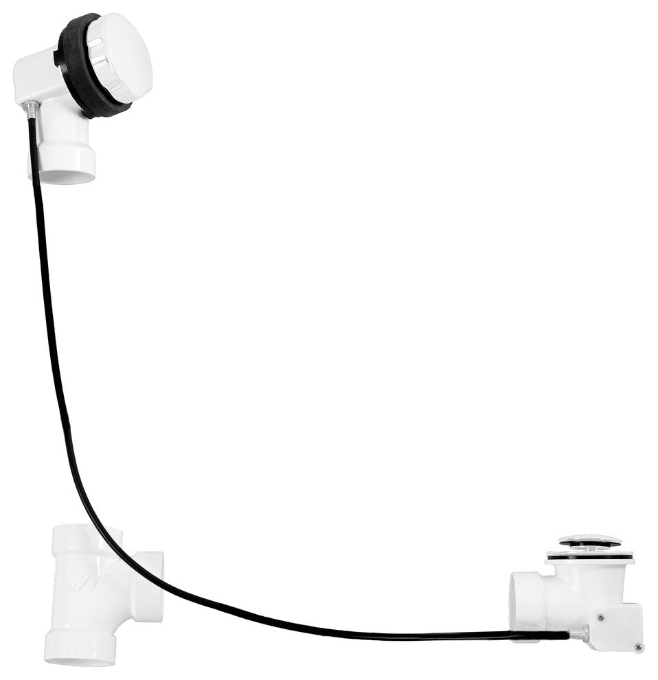 Sch. 40 PVC 35" Cable Drive Bath Waste In Powder Coated White