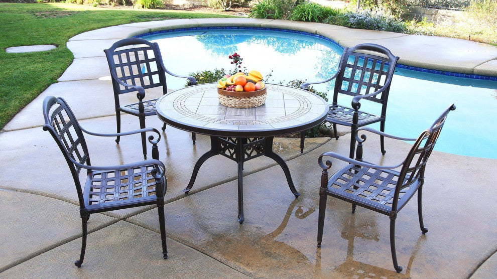 Agora 5-Piece Dining Set With Brown Sunbrella Cushions Outdoor Patio Furniture