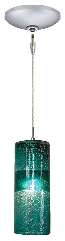 Light Low Voltage Pendant And Canopy Kit, Amber Bronze, Teal Satin Nickel