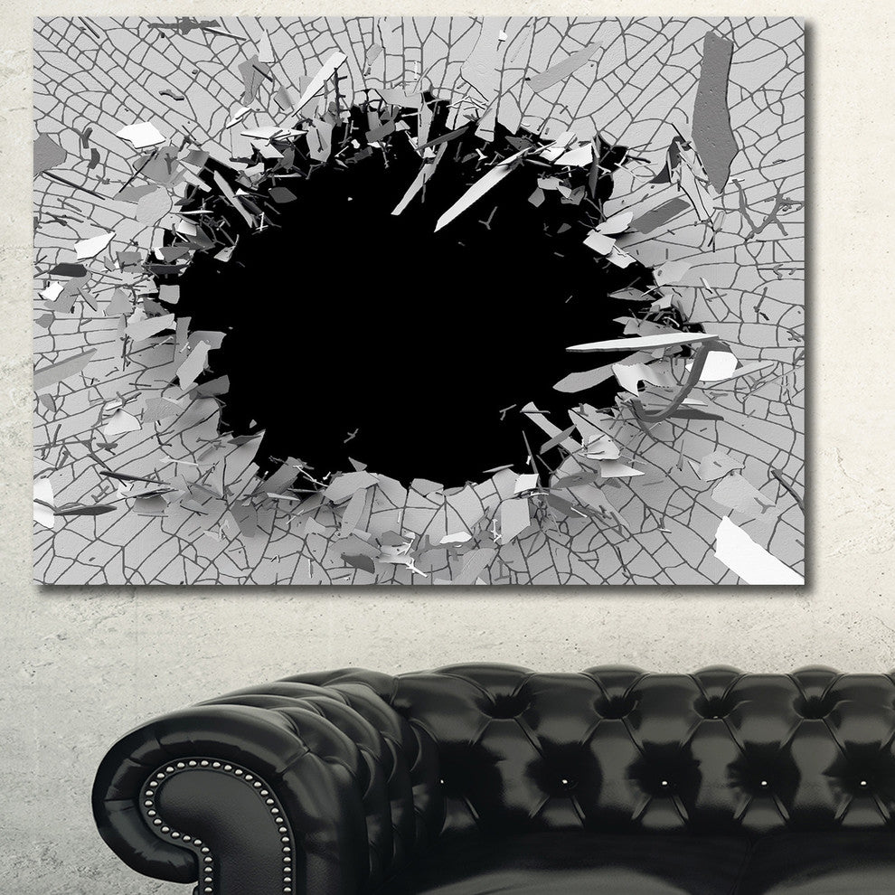 Abstract Broken Wall 3D Design, Abstract Canvas Wall Art, 40"x30"