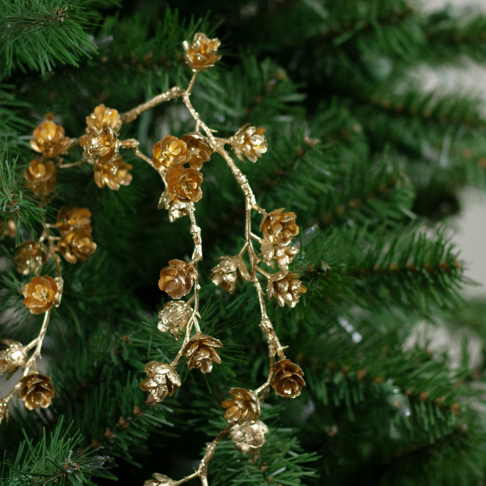 37" Metallic Gold Pine Cone Hanging Christmas Spray