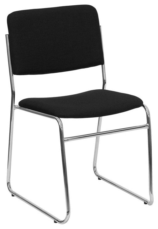 Set of 5 Multipurpose Chair, Sled Chrome Finished Legs With Black Seat & Back