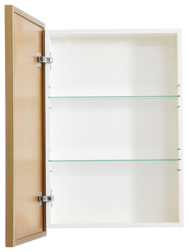 Metal Mirror Medicine Cabinet 20"x28", Brass Finish