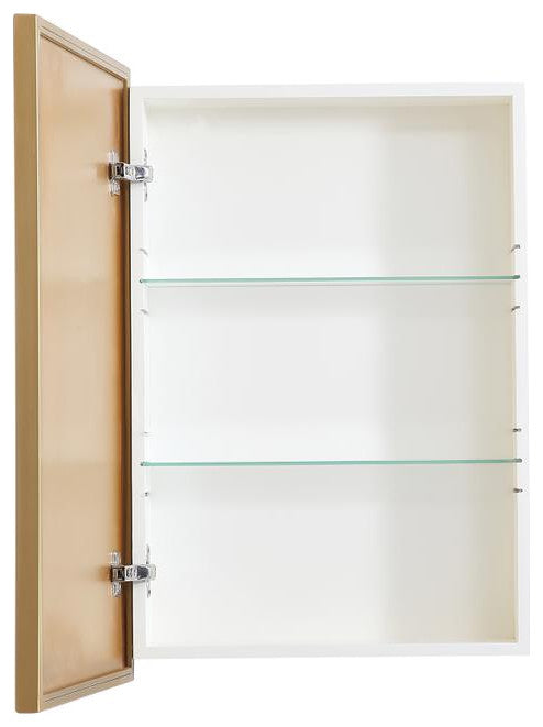Metal Mirror Medicine Cabinet 20"x28", Brass Finish