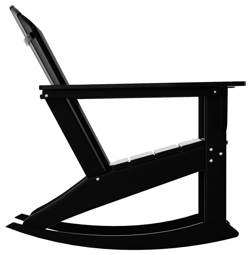 WestinTrends Outdoor Patio Poly Lumber Adirondack Porch Rocking Chair Rocker, Black