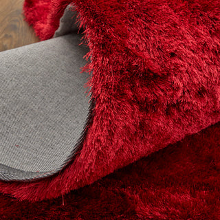 Weave & Wander Armada Plush Shag Rug, Cranberry, 8'x8' Round