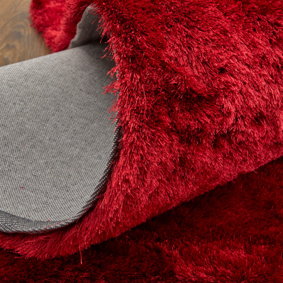 Weave & Wander Armada Plush Shag Rug, Cranberry, 8'x8' Round