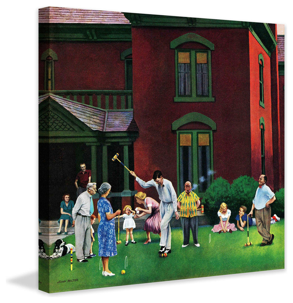 "Croquet Game" Painting Print on Canvas by John Falter