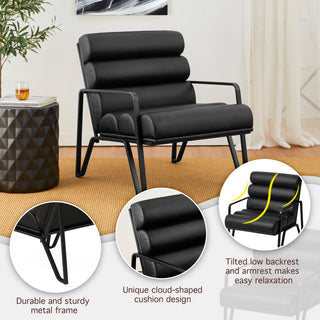 Set of 2 Modern Wavy Leatherette Accent  Chair