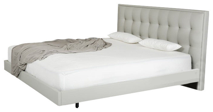 Modrest Hera Modern Queen Gray Leatherette Bed
