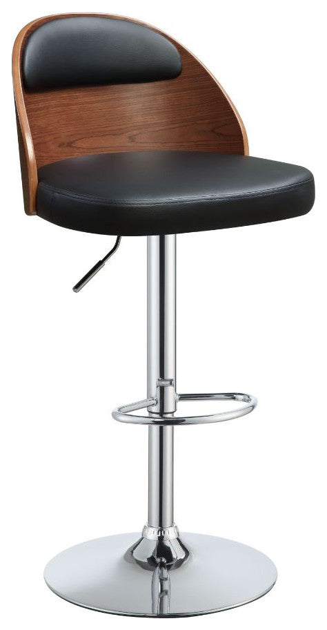 Acme Camila 3PC Swivel Adjustable 25-33 Stool Black PU and Walnut 96747