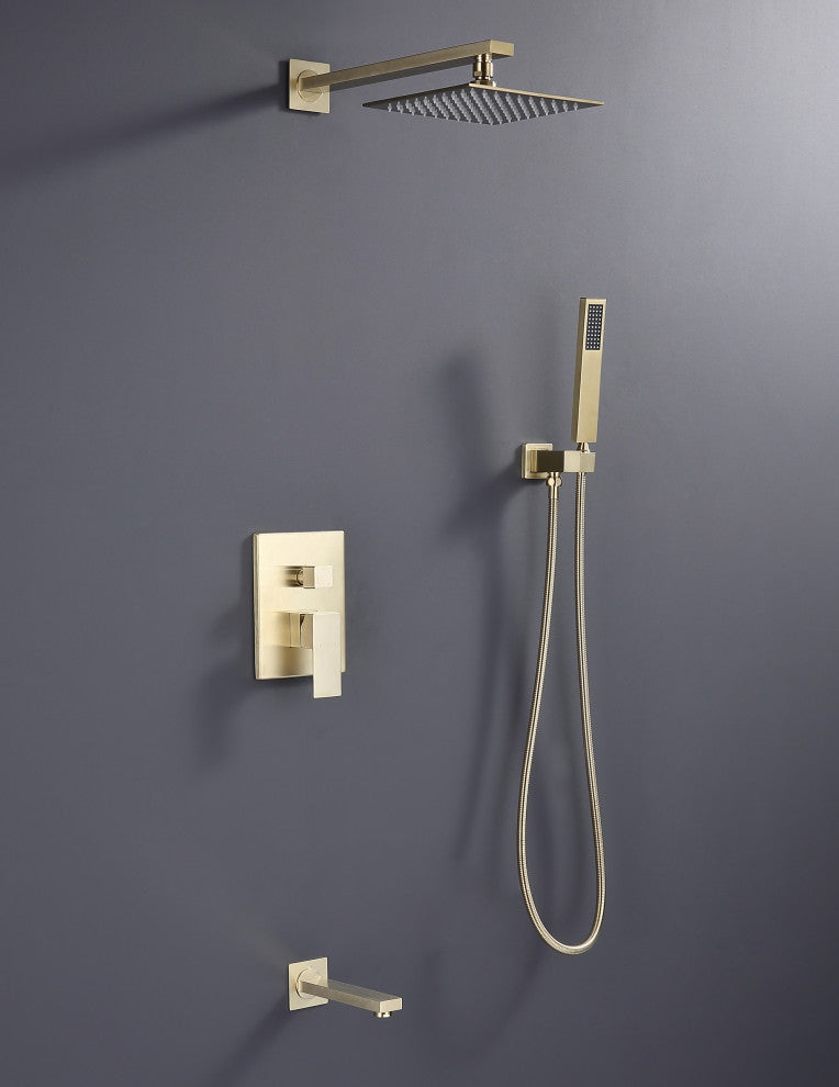 Alam Empolo 8" Wall mount Rain Shower Set, Gold