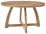 54"W Solid Wood Round Dining Table, Natural