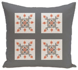 Four Square Geometric Print Pillow, Steel Gray, 16"x16"