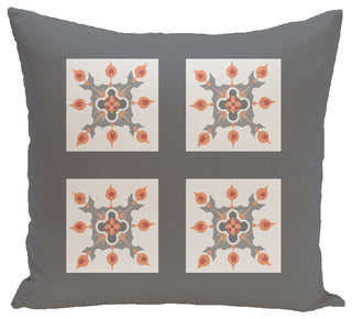Four Square Geometric Print Pillow, Steel Gray, 16"x16"