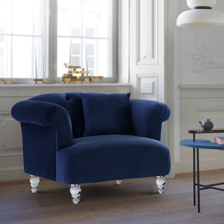 Elegance Contemporary Chair in Blue Velvet with Acrylic Legs