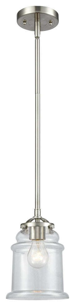 Canton 1-Light Mini Pendant, Brushed Satin Nickel, Clear