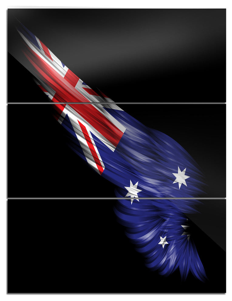 "Wing With Australian Flag" Digital Metal Wall Art, 3 Panels, 28"x36"