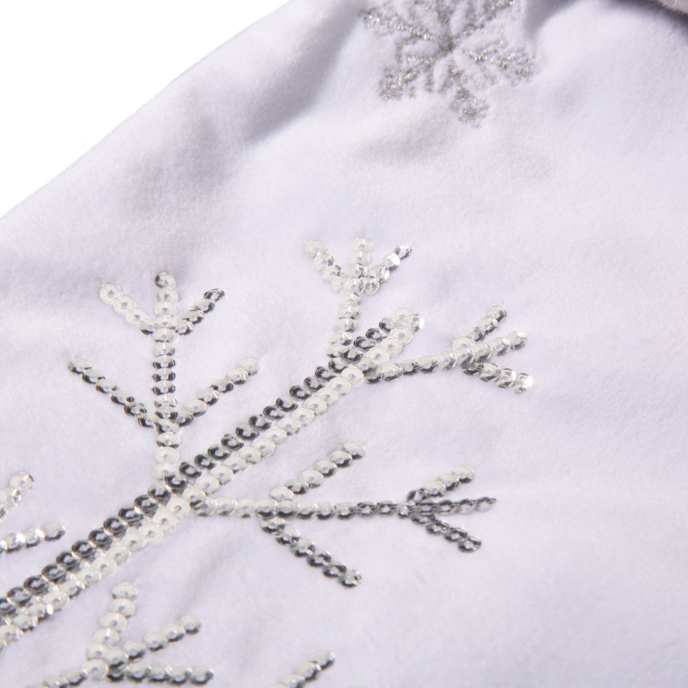 2-Pack 21"L White Fleece With Christmas Tree, Snowflake Stocking