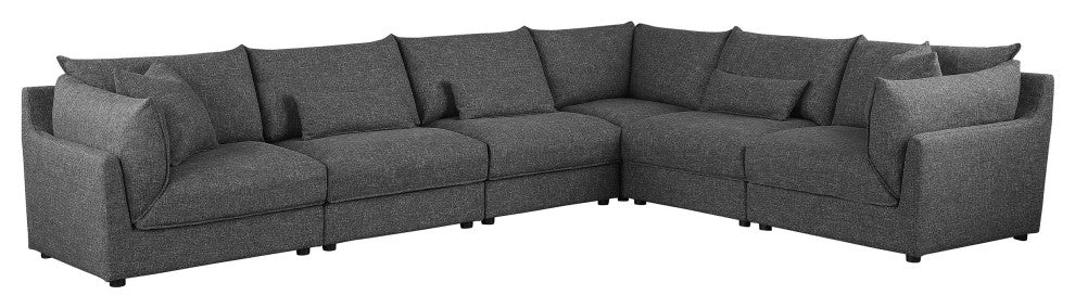 Sasha 6-Piece Upholstered Modular Sectional Barely Black