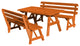 Cedar Picnic Table with 2 Backed Benches, Redwood Stain, 6 Foot
