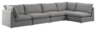 Mackenzie Linen Textured Fabric 5-Piece Modular L-Shaped Sectional, Grey