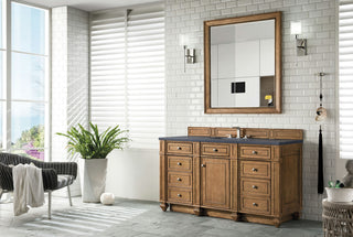 Bristol 60" Single Vanity, Saddle Brown, w/ 3 CM Charcoal Soapstone Quartz Top