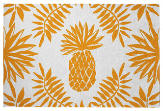Pineapple Leaves Spring Chenille Rug, Mango, 2'x3'