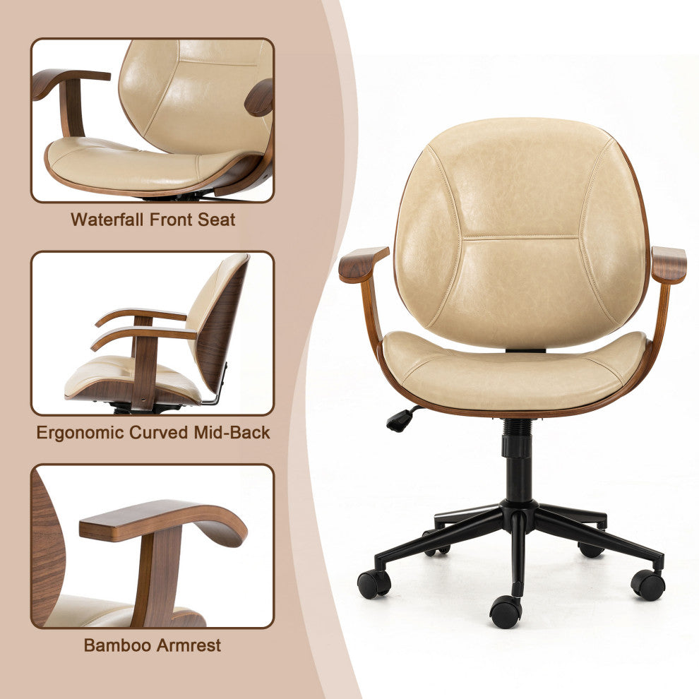 Beige Gaslift Adjustable Swivel Office Chair