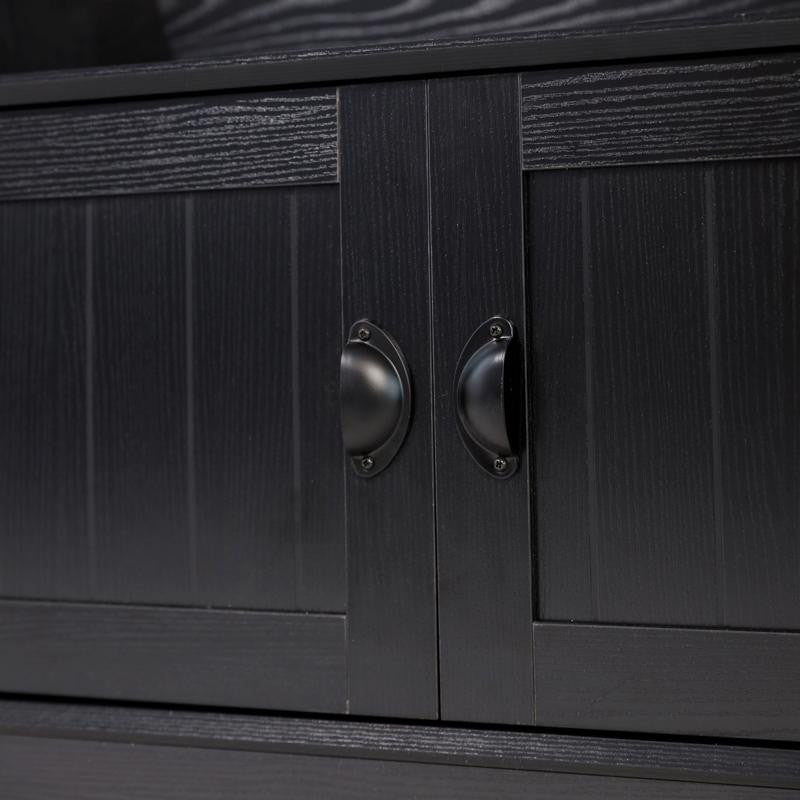 Fraser 40" Double Door Storage Bench, Coat Rack and 2 Upper Storage Cubbies, Black