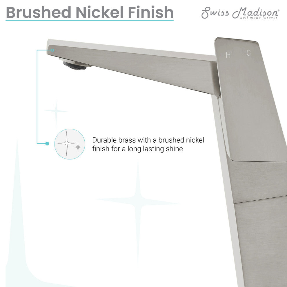 CarrÃ© Single Hole Single-Handle High Arc Bathroom Faucet, Brushed Nickel