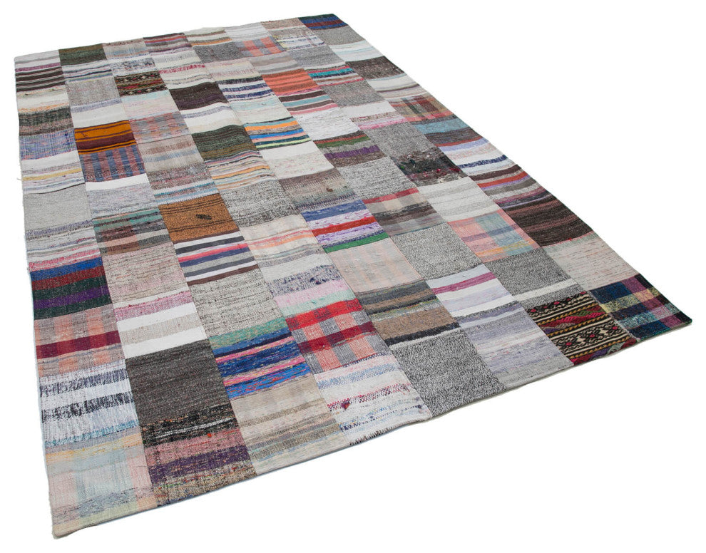 Rug N Carpet - Handmade Anatolian 6' 7'' x 9' 9'' Vintage Patchwork Kilim Rug