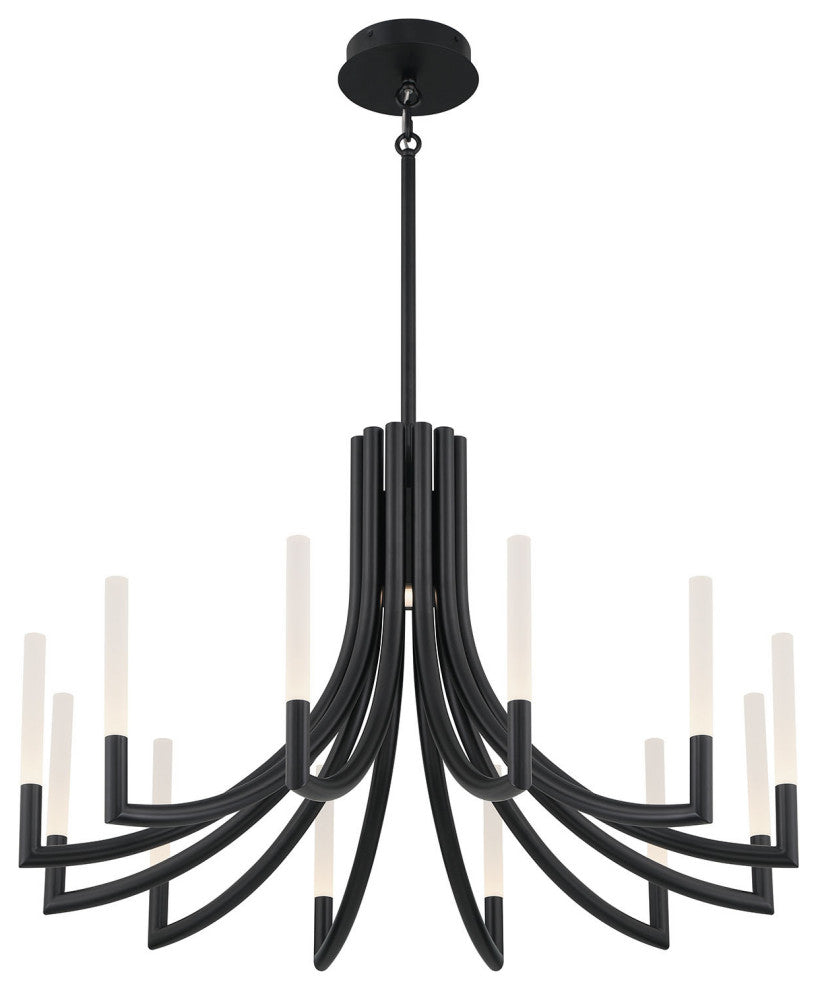 Olette 12L 36" Black Frosted Chandelier