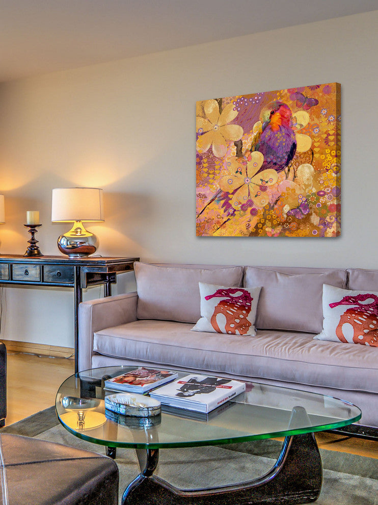 "Lilac Roller Bird" Painting Print on Canvas by Evelia