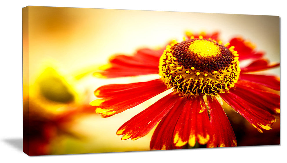 Beautiful Flower on Yellow Background, Flower Artwork on Canvas, 32"x16"